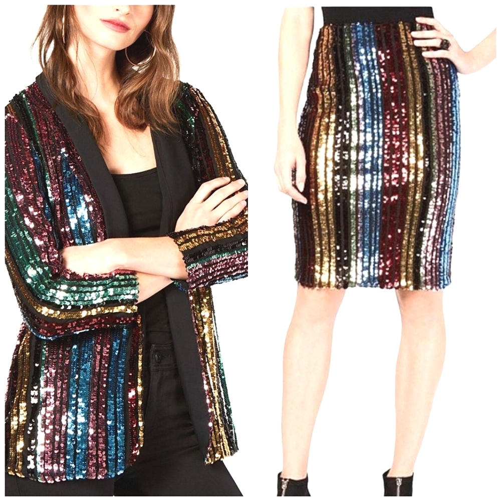 INC International Concepts Multicolor Sequin Blazer